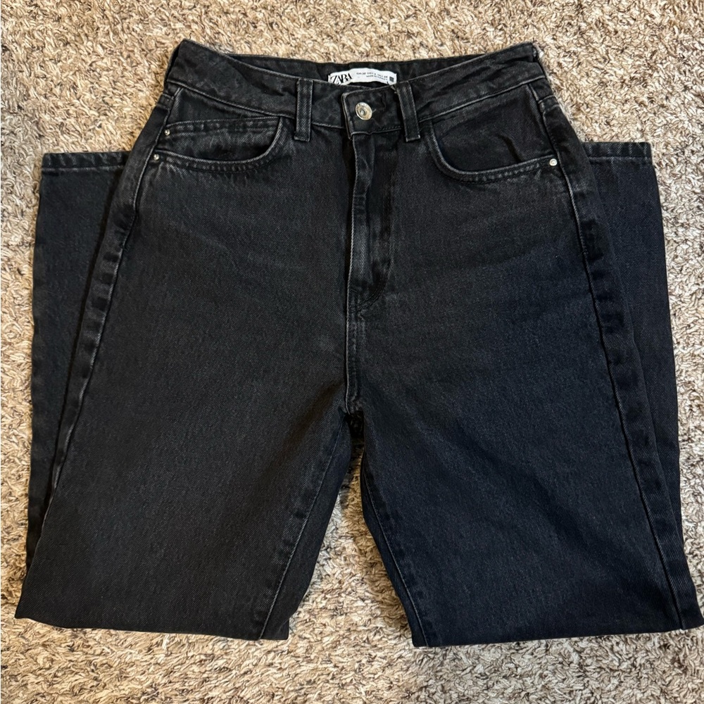 Black Zara High Waisted Mom Jeans